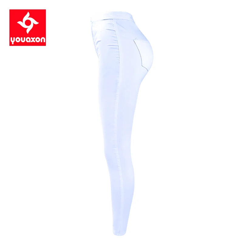 Women`s High Waist White Basic Fashion Stretch Skinny