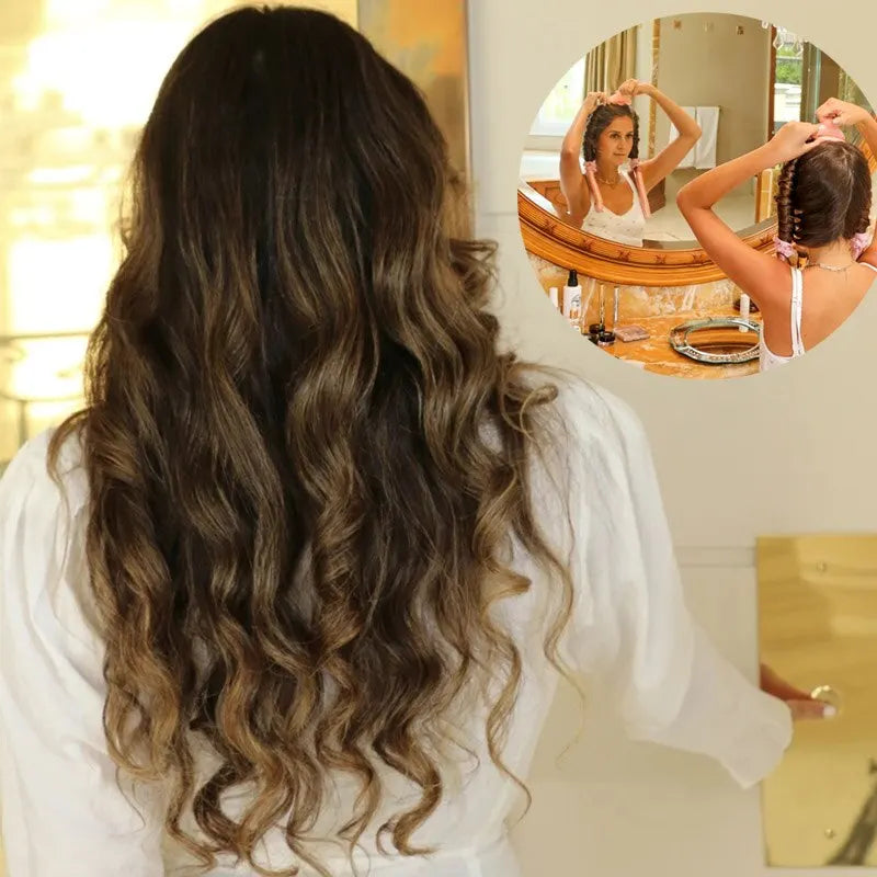 Woman Heatless Curling Make Hair Soft Shiny.